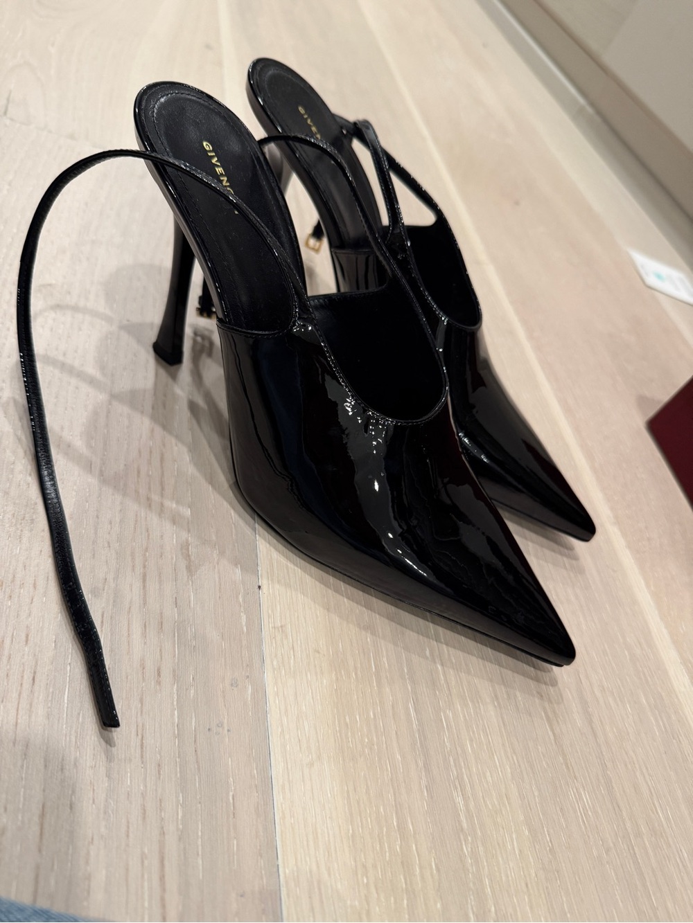 Givenchy Black Patent Pointed Slingback Heels